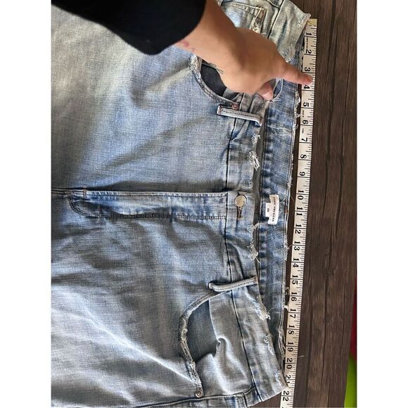 Good American PLUS SIZE 28 Light Wash Cropped Stretch Jeans Classic Raw Hem - Picture 12 of 14